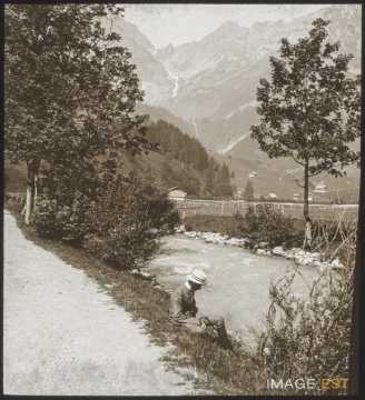 Homme au bord d'un cours d'eau (Engelberg)