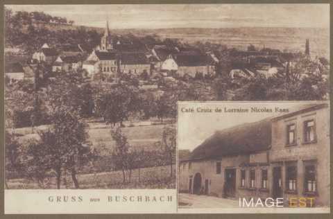 Vue générale et café Croix de Lorraine (Bousbach)