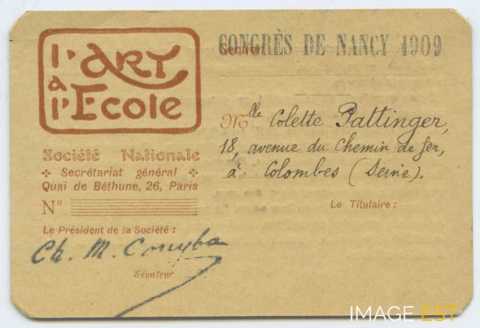 Carte exposant au Congrès de 1909 (Nancy)