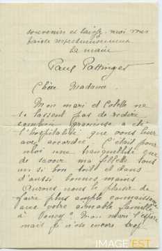 Lettre de Marguerite Pattinger