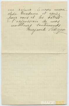 Lettre de Marguerite Pattinger