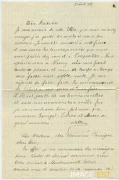 Lettre de Colette et Paul Pattinger