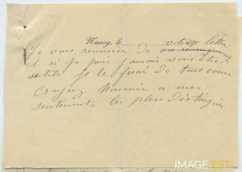 Lettre du 27 octobre 1909