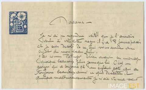Lettre du 25 octobre 1909