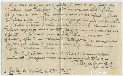 Lettre du 25 octobre 1909