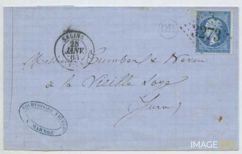 Lettre expédiée à la Verrerie (La Vieille-Loye)