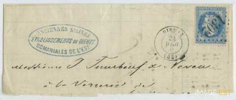 Lettre expédiée à la Verrerie (La Vieille-Loye)