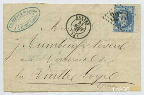 Lettre expédiée à la Verrerie (La Vieille-Loye)