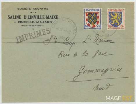Imprimé de la Société Anonyme de la Saline d'Einville-Maixe (Einville-au-Jard)