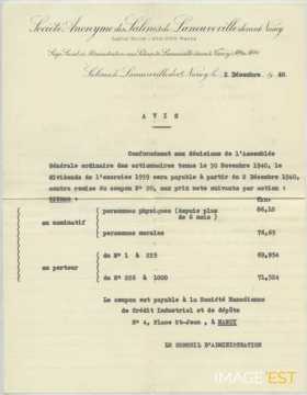 Avis de la Société anonyme des Salines (Laneuveville-devant-Nancy)