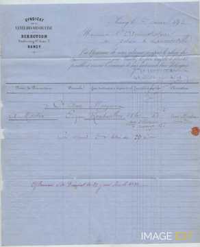 Lettre du Syndicat de la vente des sels de l'Est (Nancy)