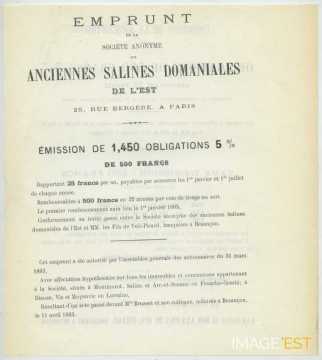 Emprunt de la Société anonyme des anciennes Salines domaniales de l'Est