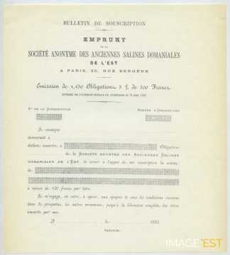 Emprunt de la Société anonyme des anciennes Salines domaniales de l'Est