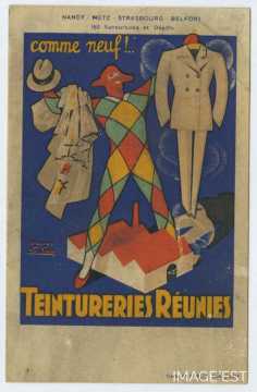 Carte publicitaire des Teinteries Réunies (Nancy)