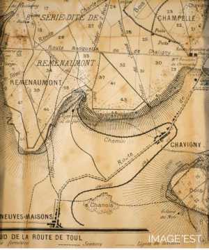 Carte de la " Partie sud de la route de Toul " (Meurthe-et-Moselle)