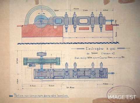 Croquis d'un moteur à gaz (Réhon)