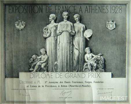 Diplôme pour l'exposition de France à Athènes