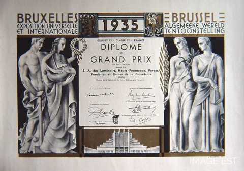 Diplôme de participation à l'exposition de Bruxelles