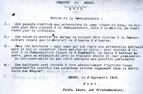 Avis de la commandanture (Réhon)