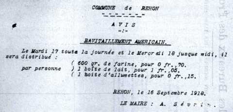 Avis du ravitaillement américain (Réhon)