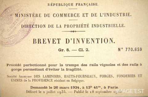 Brevet d'invention (Réhon)