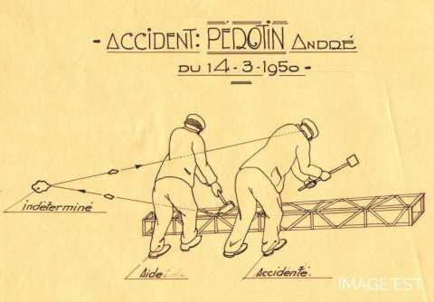 Croquis d'accident du travail à la Providence (Réhon)