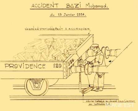 Croquis d'accident du travail à la Providence (Réhon)