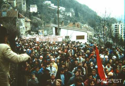 Manifestation contre le démantèlement du bassin sidérurgique (Longwy)