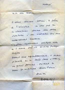 Lettre adressée à M. Bindschedler (Nancy)