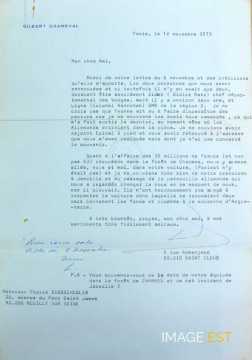 Lettre de Gilbert Grandval (1973)