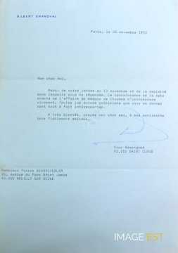 Lettre de Gilbert Grandval (1973)