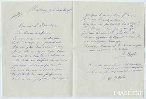 Lettre du 9 décembre 1913 (Strasbourg)