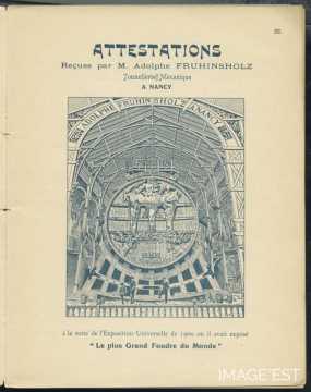 Attestations reçues par M. Adolphe Fruhinsholz?