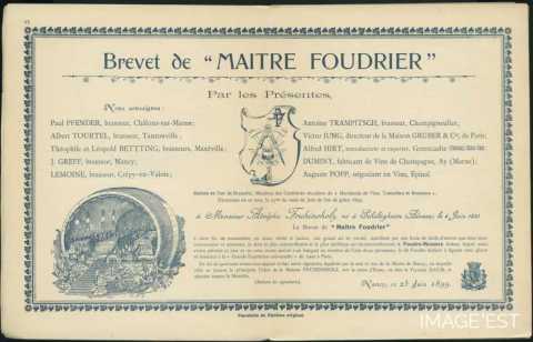 Brevet de " Maître Foudrier "