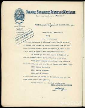 Attestation des Grandes Brasseries (Maxéville)