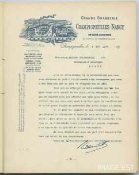 Attestation de la Grande Brasserie (Champigneulles)