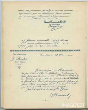 Attestation de la Société J. Baudot (Saint-Mihiel)