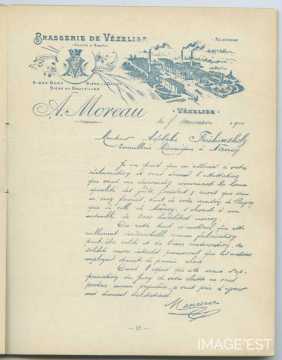 Attestation de la Brasserie A. Moreau (Vézelise)