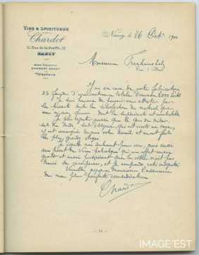 Attestation de la Société Chardot (Nancy)