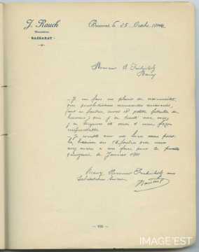 Attestation de J. Rauch (Baccarat)