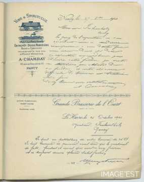 Attestation de la Maison A. Chamray (Nancy)