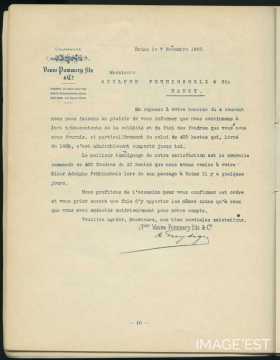 Attestation de la Maison Veuve Pommery fils & Cie (Reims)