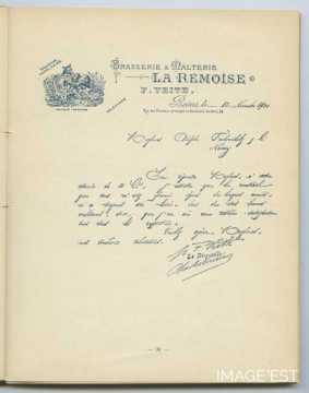 Attestation de la Brasserie La Rémoise F. Veith (Reims)