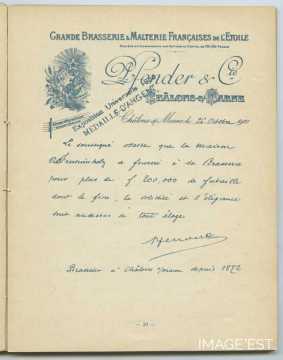 Attestation de la Brasserie de l'Étoile (Châlons-en-Champagne)