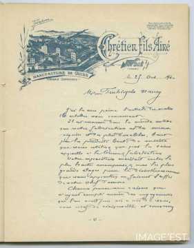Attestation de la Maison Chrétien Fils Aîné (Saint-Dié-des-Vosges)