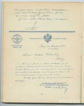 Attestation de la Maison Heidsieck & Cie (Reims)