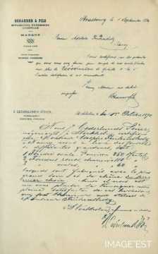 Certificats des entreprises Scharrer & Fils (Strasbourg) et J. Cederlunds (Stockholm)