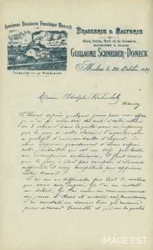 Certificat de la Brasserie Guillaume Schneider-Domeck (Moulins)