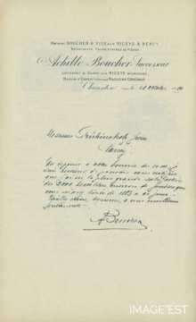 Certificat de la Maison A. Boucher (Les Riceys)