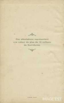Page de fin du livre intitulé " Ad. Fruhinsholz Nancy "